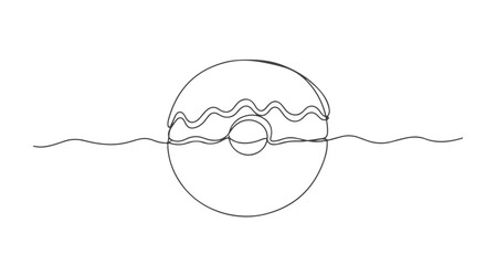 One Continuous Line Art Minimalist Donut Pastry Design with Single Stroke Outline