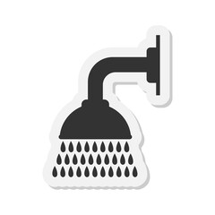 Shower head and water sticker icon isolated on transparent background