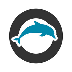 Silhouette dolphin icon isolated on transparent background