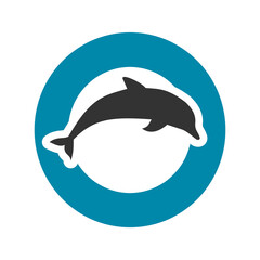 Silhouette dolphin icon isolated on transparent background