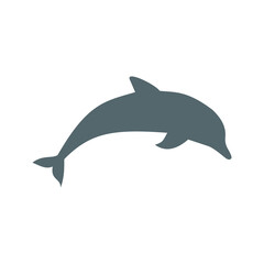 Silhouette dolphin icon isolated on transparent background