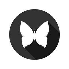 Butterfly flat design long shadow icon isolated on transparent background