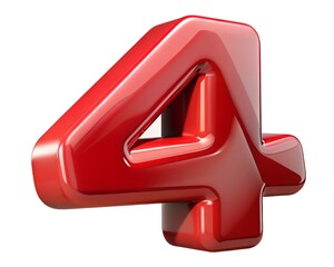 Shiny red number four isolated on white background, a bold and eyecatching numeric element for design