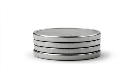 smooth vertical stack of coins, white background, no shadows, photo.