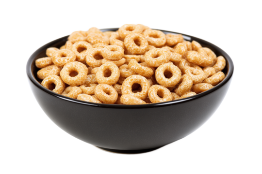 Bowl full of delicious toasted oat cereal rings