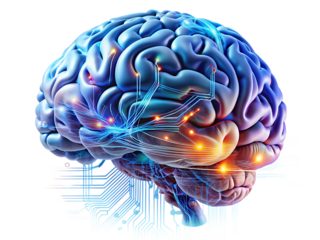  Exploring brain function neuroscience lab digital abstract isolated on white background ,PNG. AI Generated.