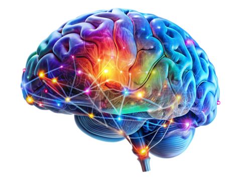  Exploring brain function neuroscience lab digital abstract isolated on white background ,PNG. AI Generated.