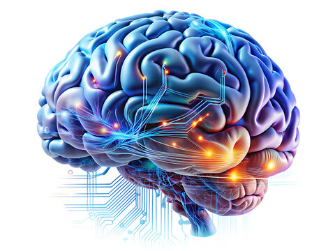  Exploring brain function neuroscience lab digital abstract isolated on white background ,PNG. AI Generated.