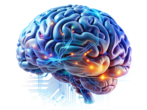  Exploring brain function neuroscience lab digital abstract isolated on white background ,PNG. AI Generated.