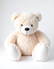Obraz premium Plush teddy bear with light brown fur on white background
