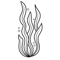 Cute seaweed under the sea black doodle outline. © Walaiporn Sangkeaw