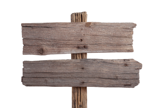 Rustic wooden sign pointing in two directions