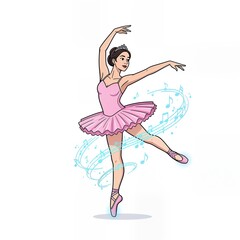 Beautiful Ballerina Dancing in Pink Tutu on Pointe