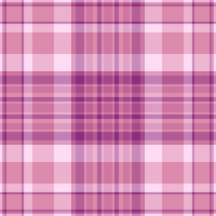 Canvas plaid vector pattern, kid background texture tartan. Old textile check fabric seamless in pink and magenta colors.