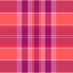 Vibrant plaid pattern in shades of red, pink, and purple. A versatile textile design for fashion, backgrounds, or festive themes. Seamless and eyecatching.