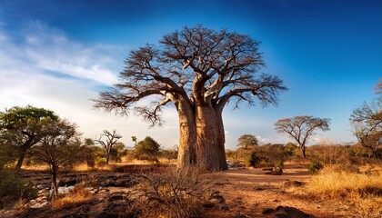 Naklejka premium Baobab Tree In Victoria Falls Zimbabwe Africa
