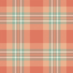 Border plaid tartan textile, tile texture check background. Quality seamless fabric vector pattern in red and orange colors.