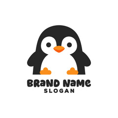 Animated penguin logo brand identity concept