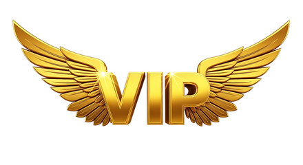 Golden vip emblem with outstretched wings symbolizing exclusivity luxury premium status and special access against a dark background