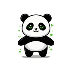 Adorable panda with bright green eyes