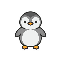 Cute cartoon penguin standing cheerfully