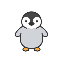 Adorable penguin stands on a white background