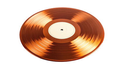 Gleaming copper record, abstract reflection, clean label against a stark black background. Radiating lines create movement