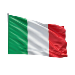 Waving italian flag against a stark black background symbolizing national pride and patriotism with a sense of independence and unity