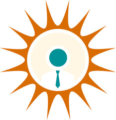 Business professional radiating success, optimistic energy, bright future, growth concept