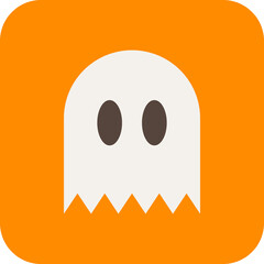 Ghost icon on orange background, simple vector illustration, Halloween design element