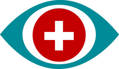 Medical eye icon, healthcare vision, first aid symbol, health checkup, medical assistance, eye care