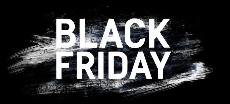 The Black Friday Sale Banner With Bold White Typography And Grunge Paint Brushstroke Background - Powered by Adobe