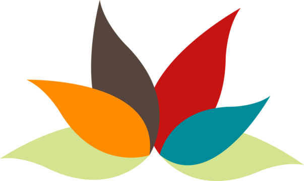 Abstract floral design with layered colorful petals and leaves