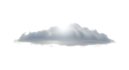 Detailed single storm cloud with bright sun rays isolated for dramatic design overlay element isolated PNG with Transparent Background