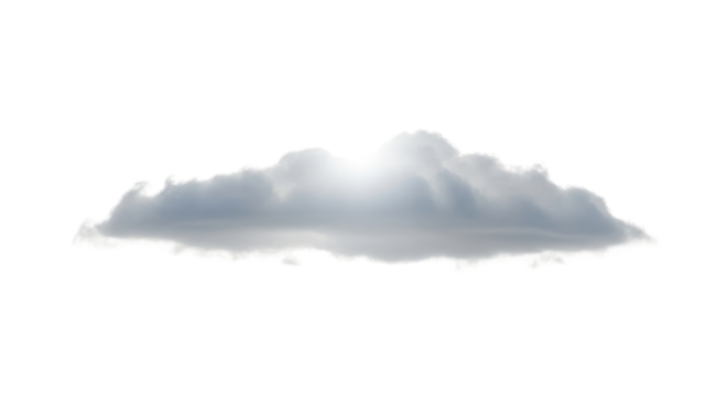 Detailed single storm cloud with bright sun rays isolated for dramatic design overlay element isolated PNG with Transparent Background