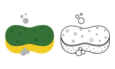 Sponge with soap foam icon vector. Scotch brite icon vector. Sponge line icon with foam symbol and sign. Vector illustration.