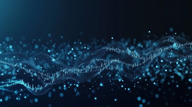 Abstract digital wave and particle illustration