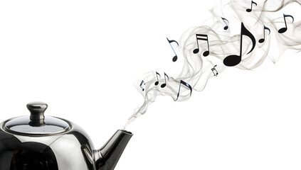 Metal Teapot With Musical Notes