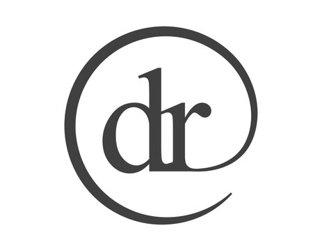 DR logo from two letter with circle shape email sign style. D and R round logotype of business company