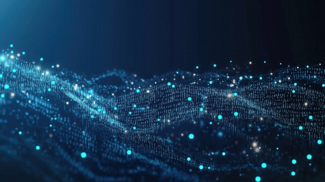 Abstract digital wave with glowing dots