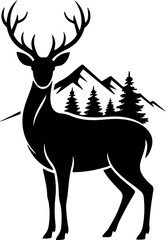 deer in the wilderness silhouette vector illustration