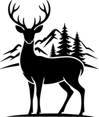 deer in the wilderness silhouette vector illustration