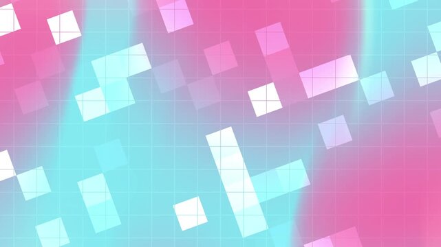 Displays a colorful geometric pattern in pink blue and white. Suitable for backgrounds, textiles, packaging, and digital designs. Bright and modern aesthetic.