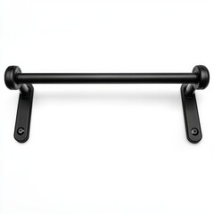 Matte black metal towel bar modern bathroom fixture isolated on white background