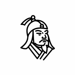 Iconic Monochrome Minimalist Sketch of the Legendary Conqueror Genghis Khan Showcasing Timeless Leadership and Unparalleled Military Prowess