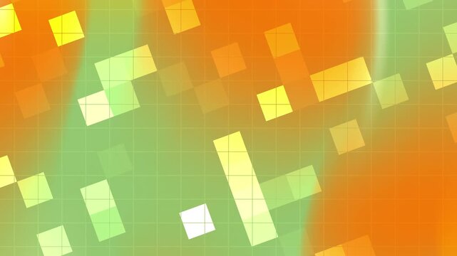 Green and orange grid pattern with squares  perfect for abstract designs, digital backgrounds, website banners, or geometricthemed projects.