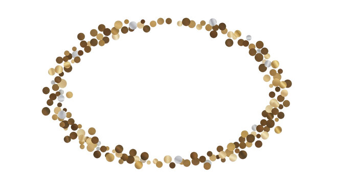 Abstract oval frame made of golden and brown glitter dots for festive celebration design isolated PNG with Transparent Background