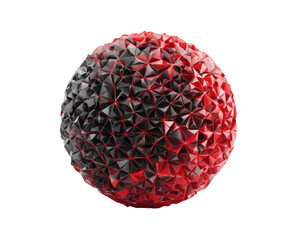 Abstract sphere formed by red and black triangles with a soft glow. Black backdrop