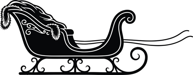 Sleigh silhouette vector being pulled