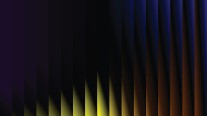 Abstract futuristic background with glowing yellow light emerging from dark 3D vertical panels.